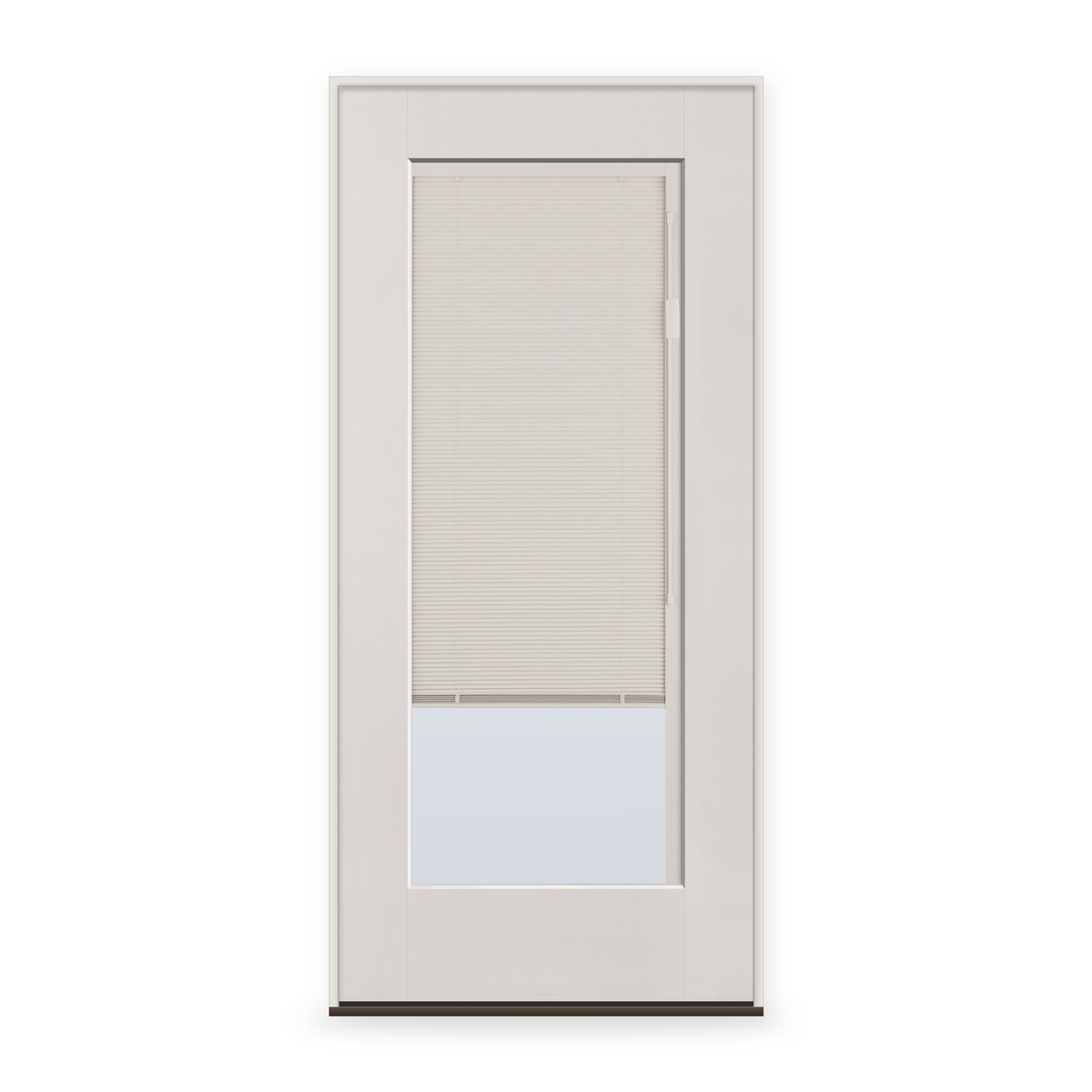 Prehung Raise & Lower Blinds Flush Glazed Fiberglass Entry Door System - Full Lite, White Satin Smooth, White Enclosed Blinds