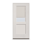 Prehung Raise & Lower Blinds Flush Glazed Fiberglass Entry Door System - Half Lite Shaker, White Satin Smooth, White Enclosed Blinds