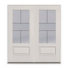 Double Rill Flush Glazed Fiberglass Entry Door System - 3/4 Lite, White Satin Smooth