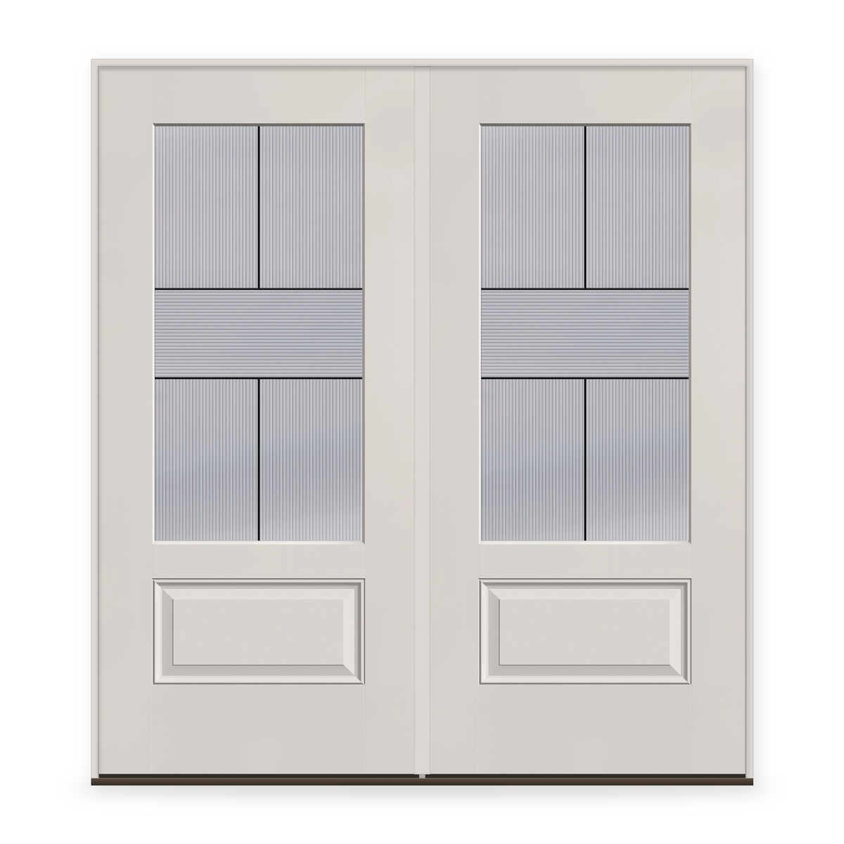 Double Rill Flush Glazed Fiberglass Entry Door System - 3/4 Lite, White Satin Smooth