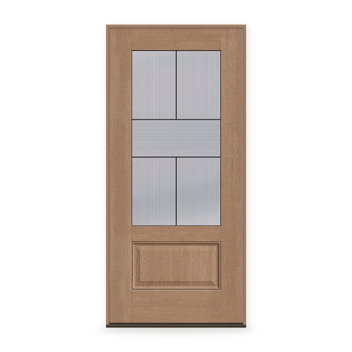 Prehung Rill Flush Glazed Fiberglass Entry Door System - 3/4 Lite, Tan Woodgrain
