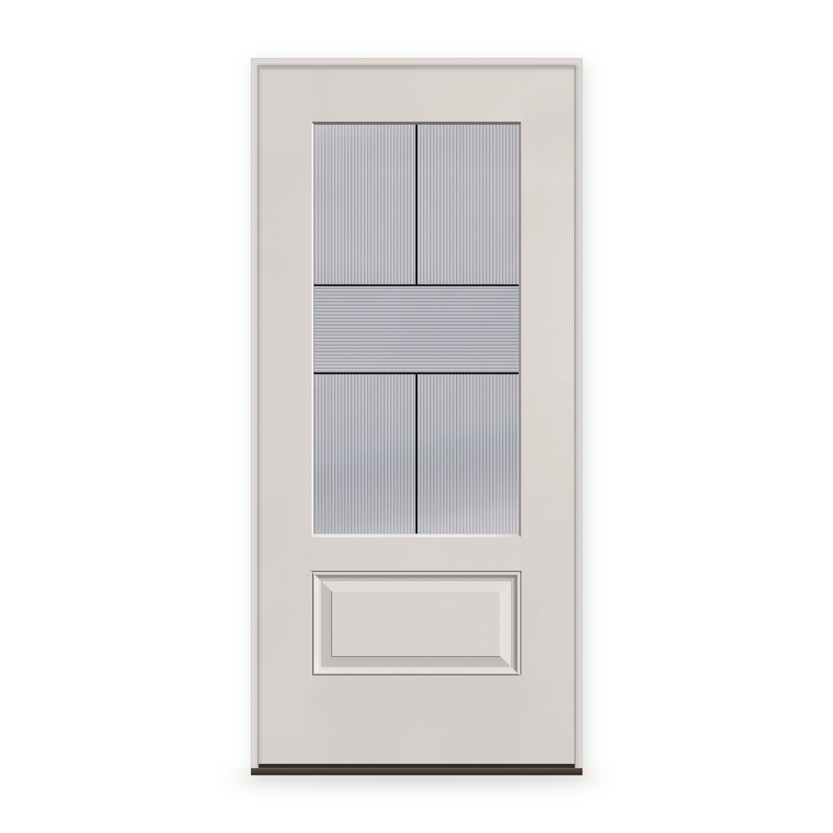 Prehung Rill Flush Glazed Fiberglass Entry Door System - 3/4 Lite, White Satin Smooth