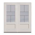 Double Rill Flush Glazed Fiberglass Entry Door System - 3/4 Lite Shaker, White Satin Smooth