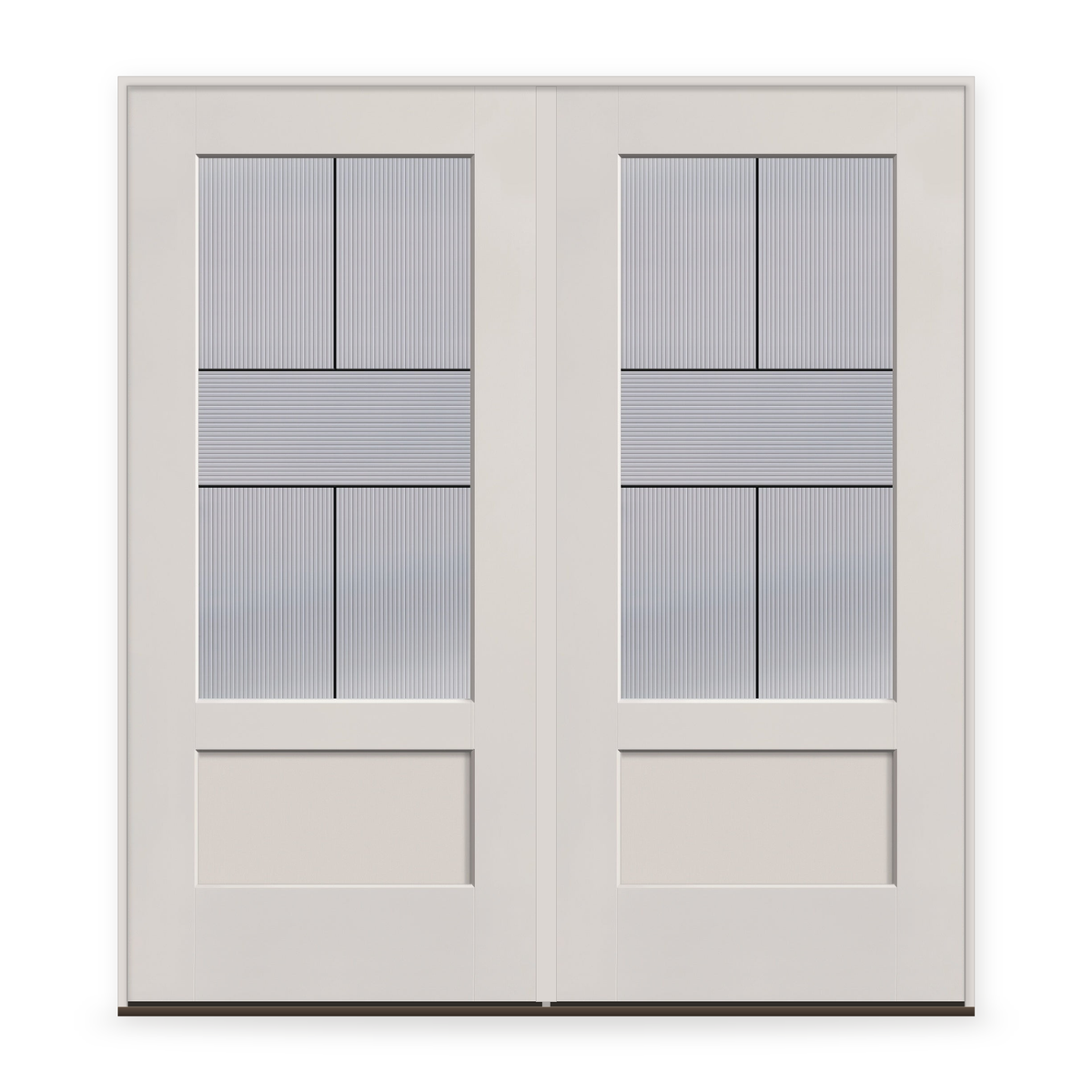 Double Rill Flush Glazed Fiberglass Entry Door System - 3/4 Lite Shaker, White Satin Smooth