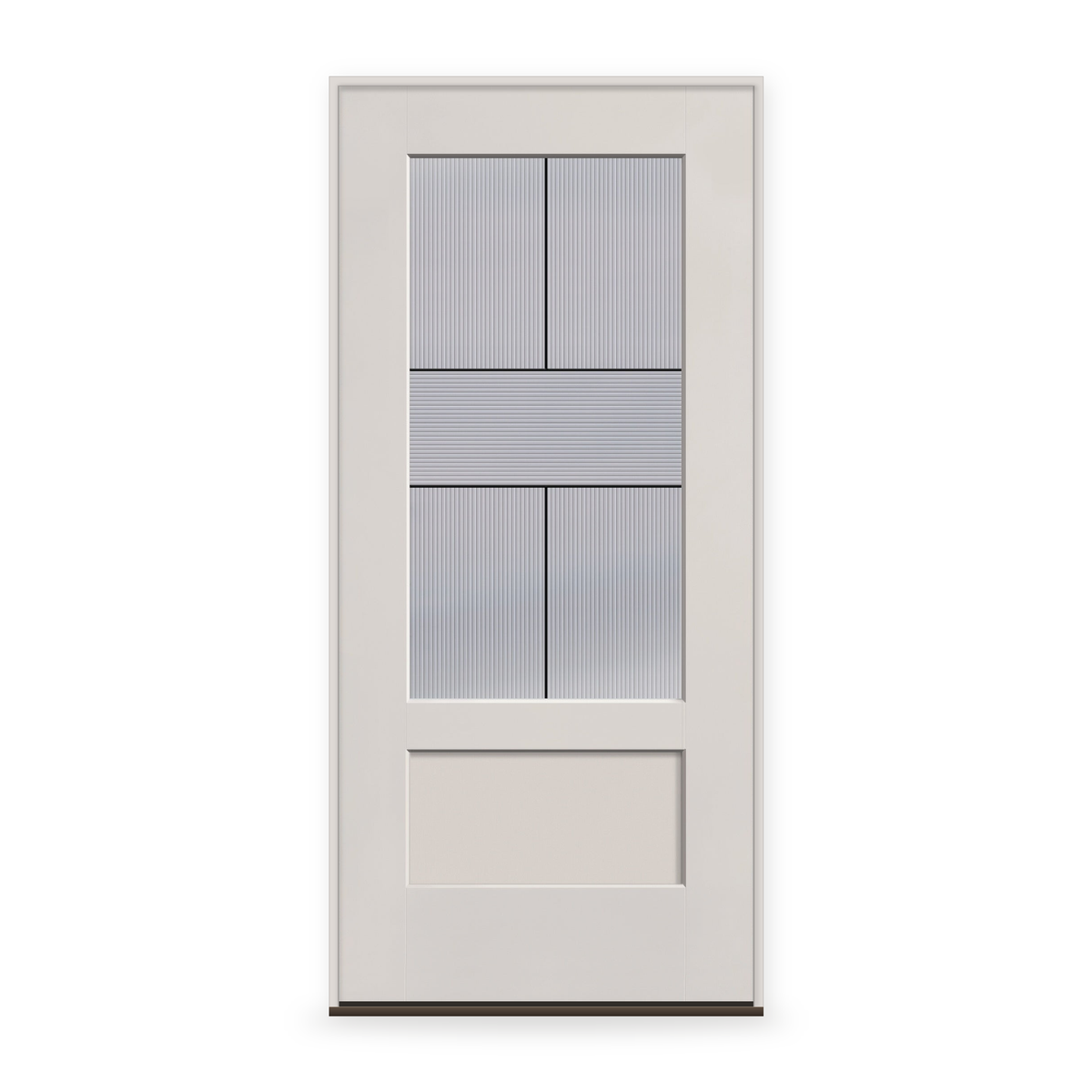 Prehung Rill Flush Glazed Fiberglass Entry Door System - 3/4 Lite Shaker, White Satin Smooth