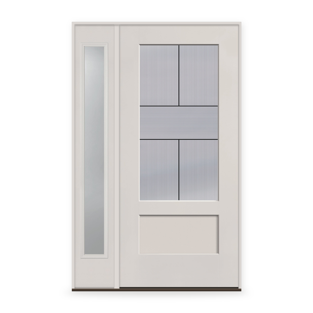 Rill Flush Glazed Fiberglass Entry Door System with Sidelite - 3/4 Lite Shaker, White Satin Smooth