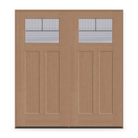 Double Rill Flush Glazed Fiberglass Entry Door System - Craftsman 2 Panel, Tan Woodgrain