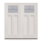 Double Rill Flush Glazed Fiberglass Entry Door System - Craftsman 2 Panel, White Satin Smooth