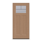 Prehung Rill Flush Glazed Fiberglass Entry Door System - Craftsman 2 Panel, Tan Woodgrain