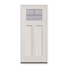 Prehung Rill Flush Glazed Fiberglass Entry Door System - Craftsman 2 Panel, White Satin Smooth