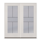 Double Rill Flush Glazed Fiberglass Entry Door System - Full Lite, White Satin Smooth