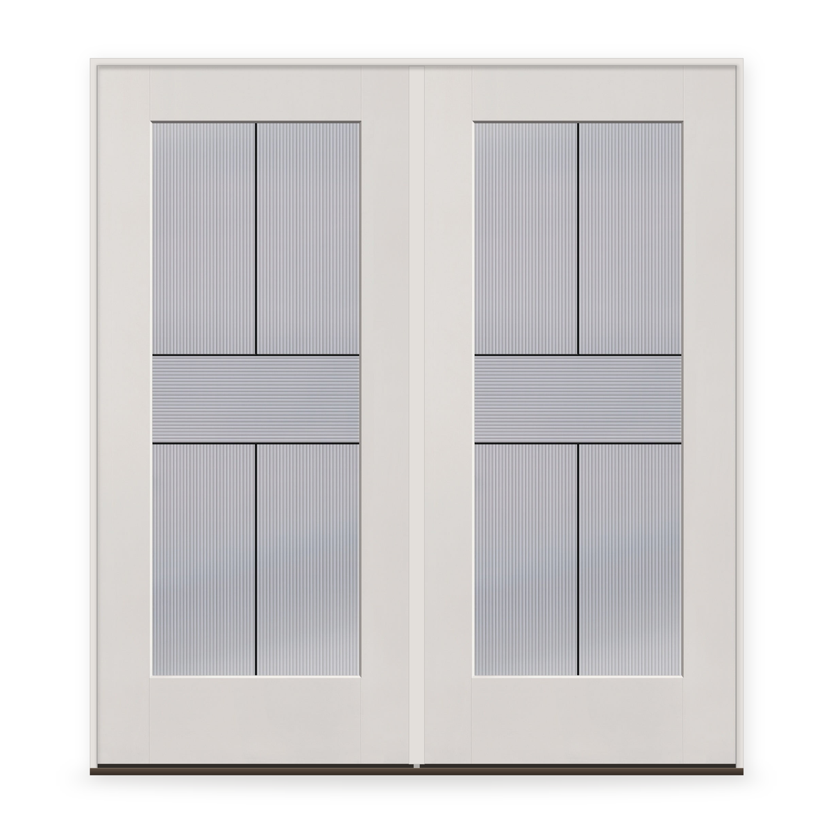 Double Rill Flush Glazed Fiberglass Entry Door System - Full Lite, White Satin Smooth