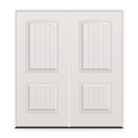 Double Steel Edge Entry Door System - 2 Panel Cambertop Plank, Primed White Smooth