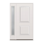 Steel Edge Entry Door System with Sidelite - 2 Panel Cambertop Plank, Primed White Smooth