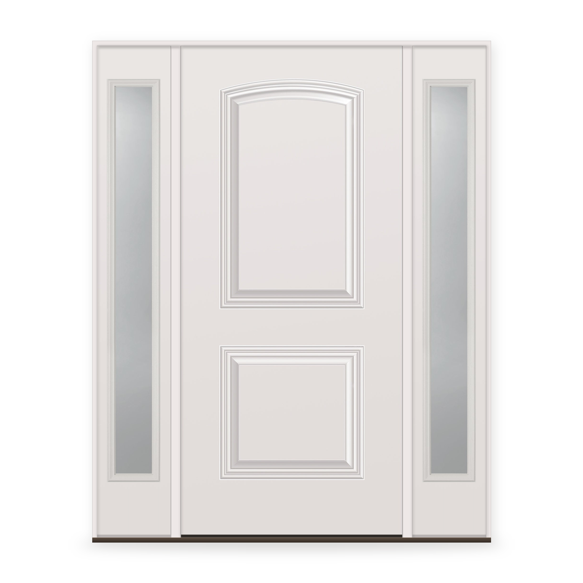 Steel Edge Entry Door System with Two Sidelites - 2 Panel Cambertop, Primed White Smooth