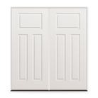 Double Steel Edge Entry Door System - 3 Panel Urban Craftsman, Primed White Smooth