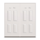 Double Steel Edge Entry Door System - 4 Panel Blank Top, Primed White Smooth
