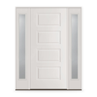 Steel Edge Entry Door System with Two Sidelites - 4 Panel Urban, Primed White Smooth