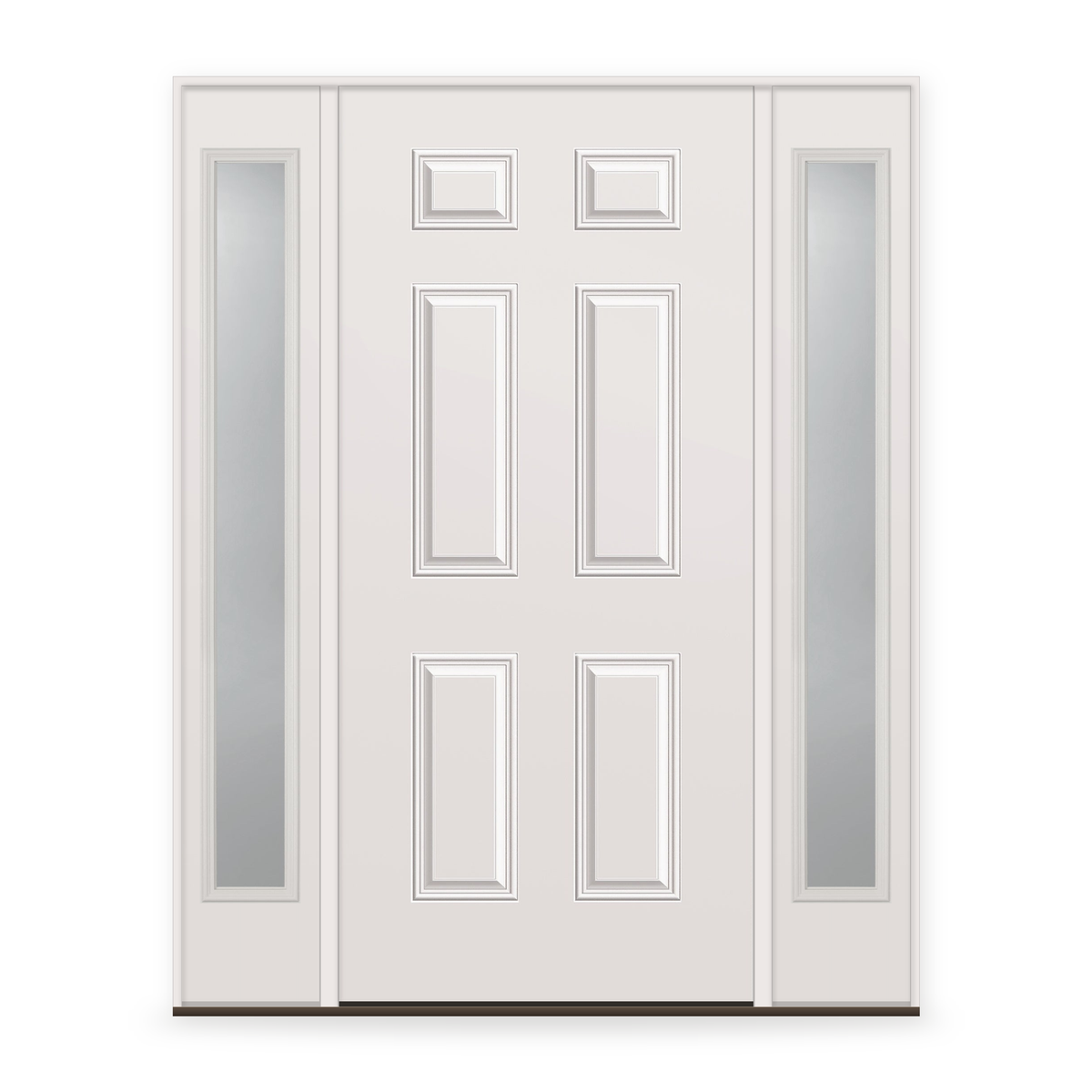Steel Edge Entry Door System with Two Sidelites - 6 Panel, Primed White Smooth