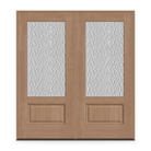 Double Vapor Flush Glazed Fiberglass Entry Door System - 3/4 Lite, Tan Woodgrain