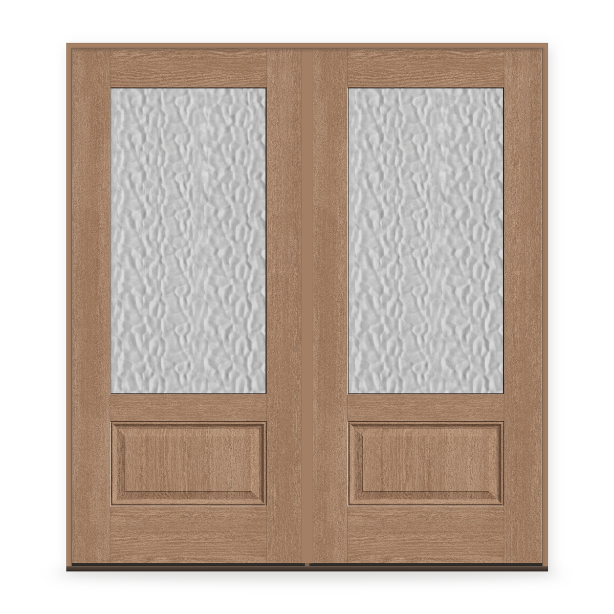 Double Vapor Flush Glazed Fiberglass Entry Door System - 3/4 Lite, Tan Woodgrain