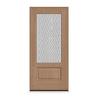 Prehung Vapor Flush Glazed Fiberglass Entry Door System - 3/4 Lite, Tan Woodgrain