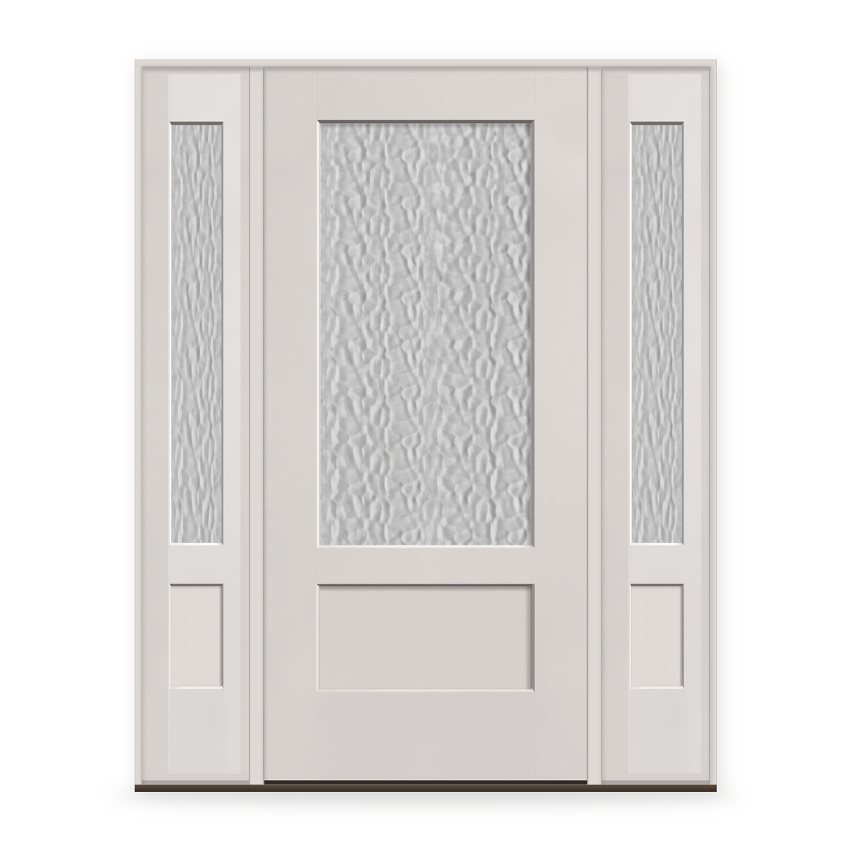 Vapor Flush Glazed Fiberglass Entry Door System with Two Sidelites - 3/4 Lite Shaker, White Satin Smooth, 