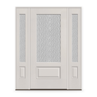 Vapor Flush Glazed Fiberglass Entry Door System with Two Sidelites - 3/4 Lite, White Satin Smooth