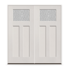 Double Vapor Flush Glazed Fiberglass Entry Door System - Craftsman 2 Panel, White Satin Smooth