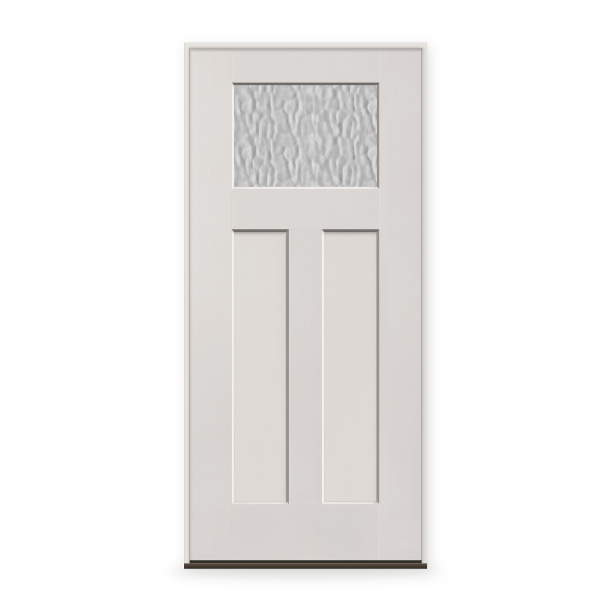 Prehung Vapor Flush Glazed Fiberglass Entry Door System - Craftsman 2 Panel, White Satin Smooth