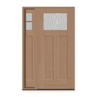Vapor Flush Glazed Fiberglass Entry Door System with Sidelite - Craftsman 2 Panel, Tan Woodgrain