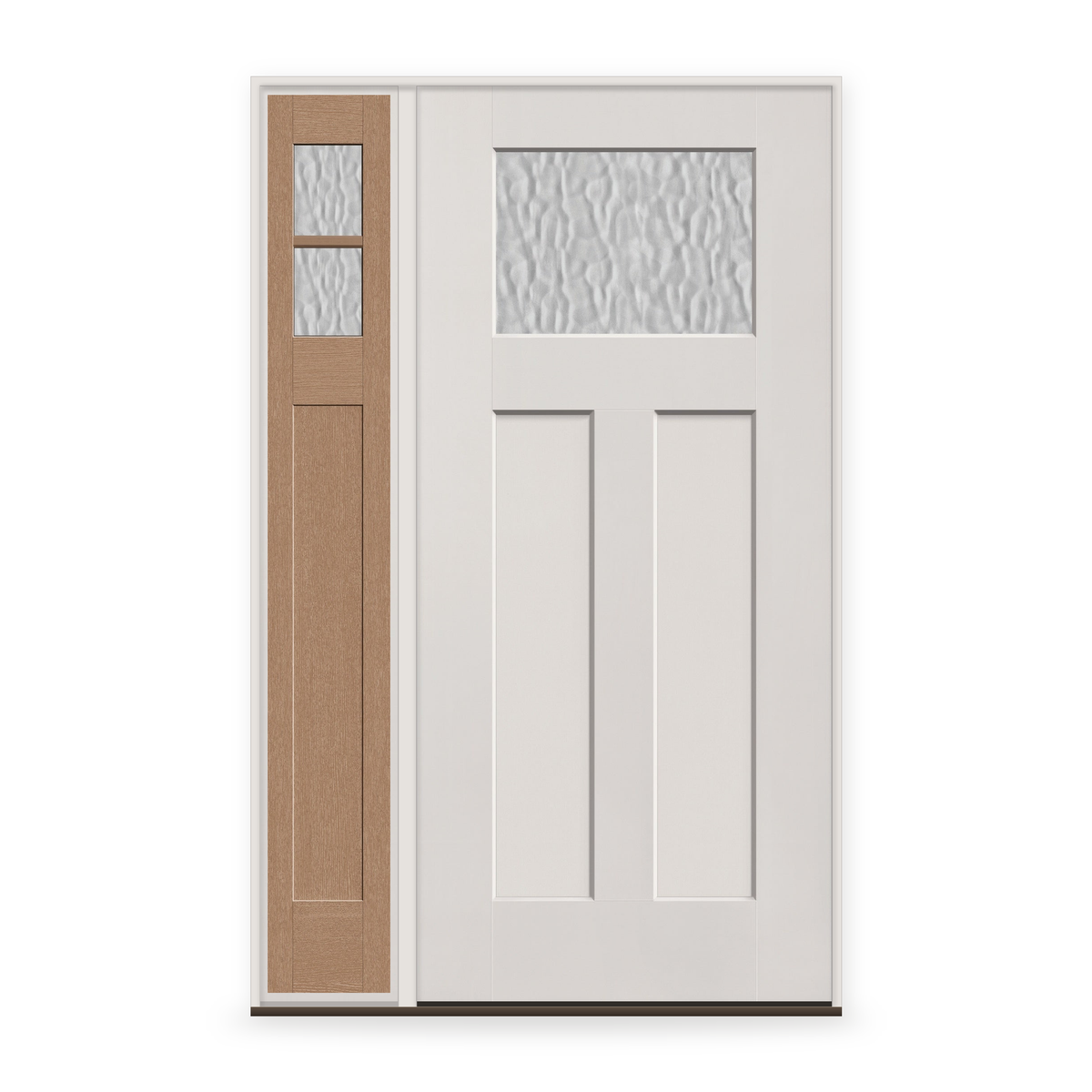 Vapor Flush Glazed Fiberglass Entry Door System with Sidelite - Craftsman 2 Panel, White Satin Smooth