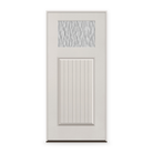 Prehung Vapor Flush Glazed Fiberglass Entry Door System - Craftsman Plank, White Satin Smooth