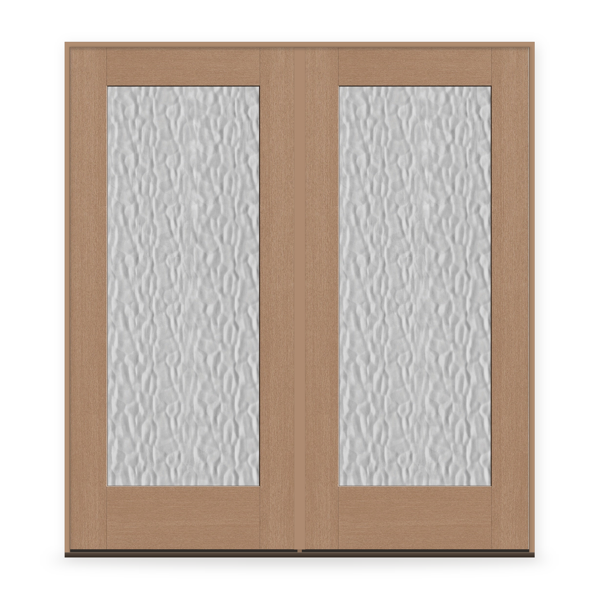 Double Vapor Flush Glazed Fiberglass Entry Door System - Full Lite, Tan Woodgrain