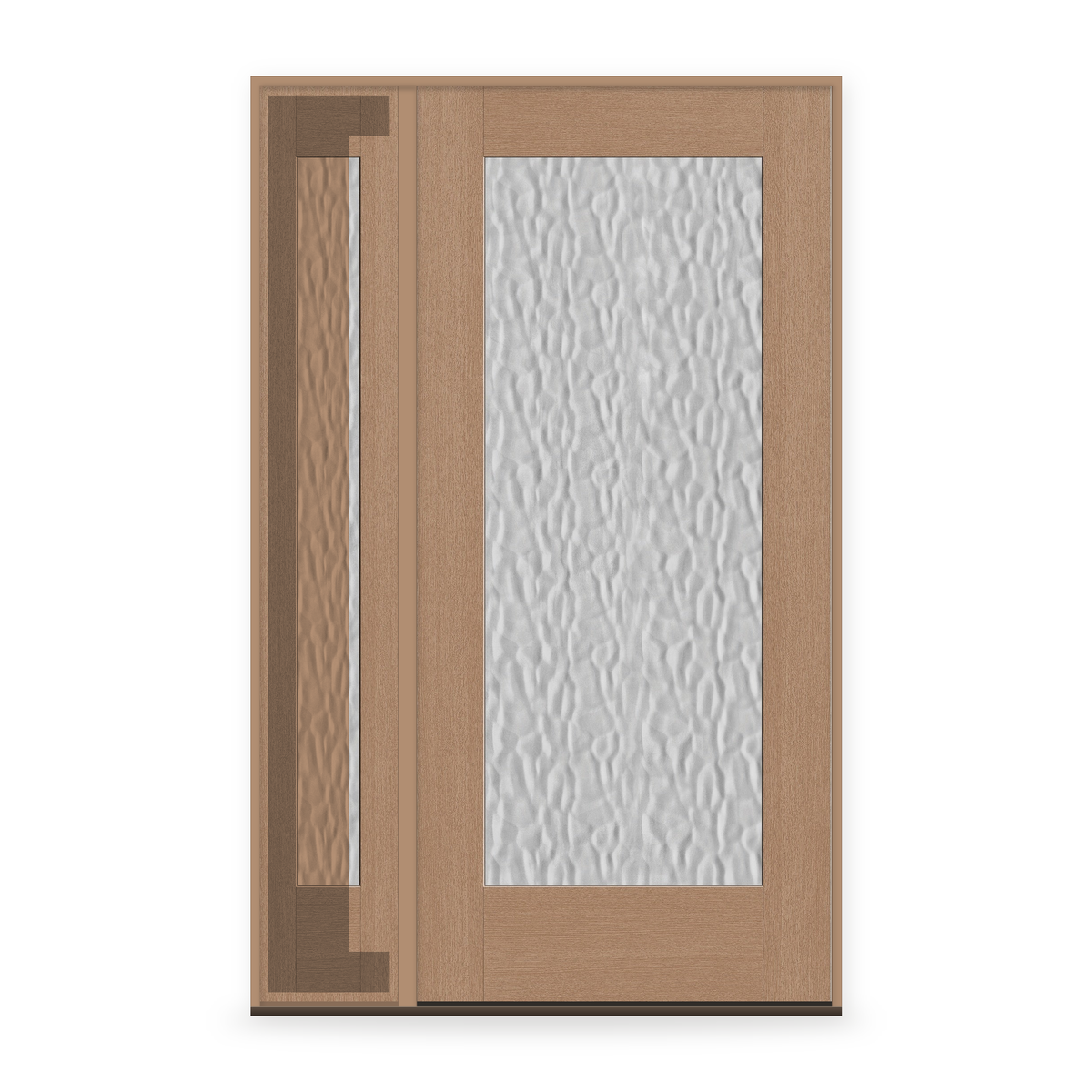 Vapor Flush Glazed Fiberglass Entry Door System with Sidelite - Full Lite, Tan Woodgrain
