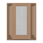Vapor Flush Glazed Fiberglass Entry Door System with Two Sidelites - Full Lite, Tan Woodgrain