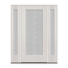 Vapor Flush Glazed Fiberglass Entry Door System with Two Sidelites - Full Lite, White Satin Smooth