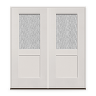Double Vapor Flush Glazed Fiberglass Entry Door System - Half Lite Shaker, White Satin Smooth