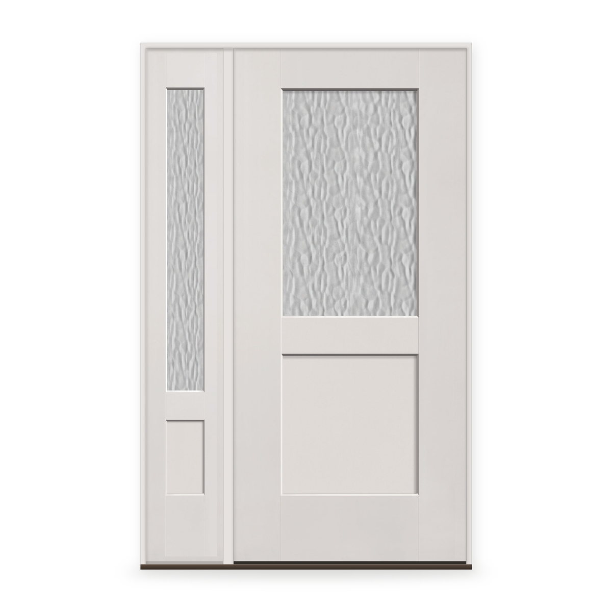 Vapor Flush Glazed Fiberglass Entry Door System with Sidelite - Half Lite Shaker, White Satin Smooth