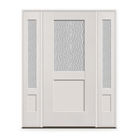 Vapor Flush Glazed Fiberglass Entry Door System with Two Sidelites - Half Lite Shaker, White Satin Smooth
