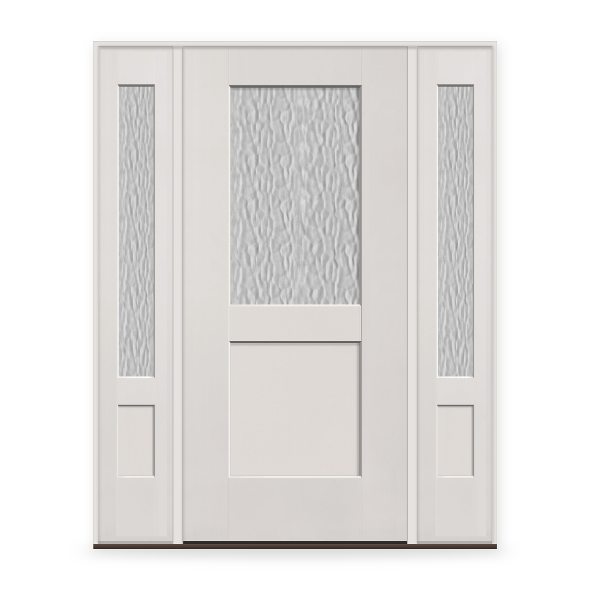 Vapor Flush Glazed Fiberglass Entry Door System with Two Sidelites - Half Lite Shaker, White Satin Smooth