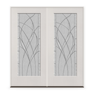 Double Waterside Flush Glazed Fiberglass Entry Door System - Full Lite, White Satin Smooth