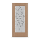 Prehung Waterside Flush Glazed Fiberglass Entry Door System - Full Lite, Tan Woodgrain