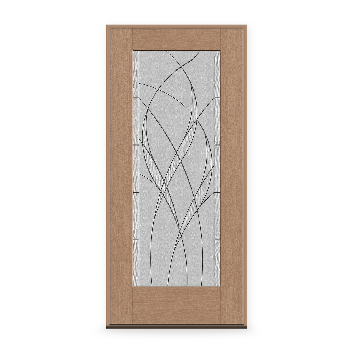 Prehung Waterside Flush Glazed Fiberglass Entry Door System - Full Lite, Tan Woodgrain