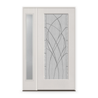 Waterside Flush Glazed Fiberglass Entry Door System with Sidelite - Full Lite, White Satin Smooth