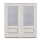 Double Wide Reed Flush Glazed Fiberglass Entry Door System - 3/4 Lite, White Satin Smooth