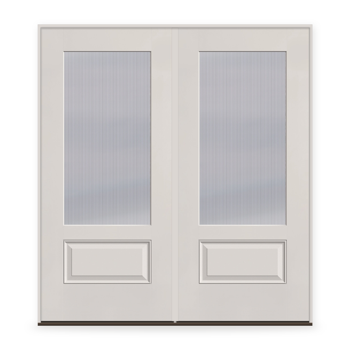 Double Wide Reed Flush Glazed Fiberglass Entry Door System - 3/4 Lite, White Satin Smooth