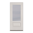 Prehung Wide Reed Flush Glazed Fiberglass Entry Door System - 3/4 Lite, White Satin Smooth