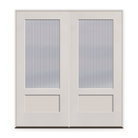 Double Wide Reed Flush Glazed Fiberglass Entry Door System - 3/4 Lite Shaker, White Satin Smooth