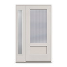 Wide Reed Flush Glazed Fiberglass Entry Door System with Sidelite - 3/4 Lite Shaker, White Satin Smooth